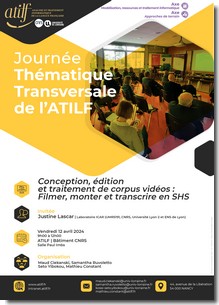 Affiche JTTA Conception, édition et traitement de corpus vidéos : Filmer, monter et transcrire en SHS